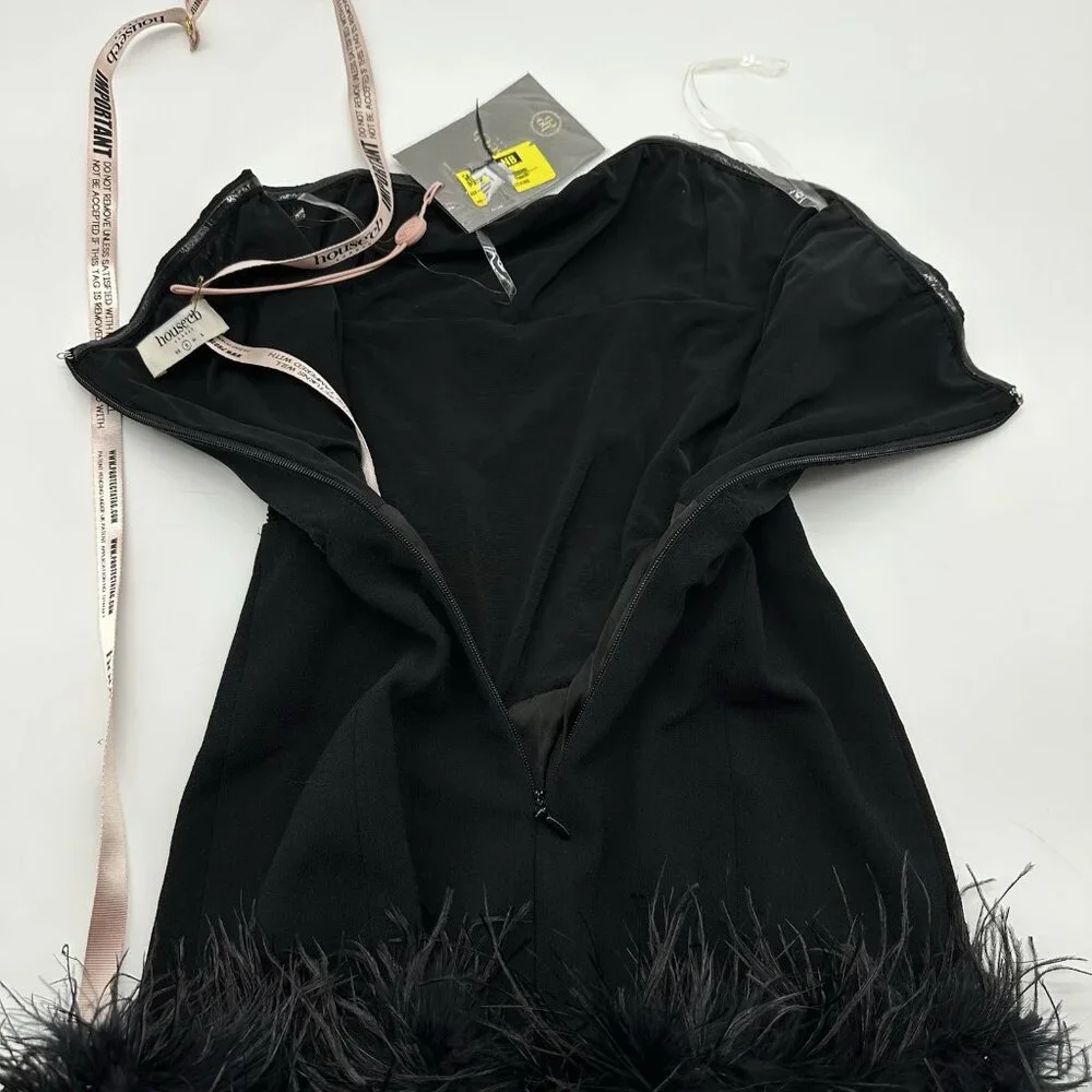 House of CB Black Feather Trim Midi Dress - Picture 11 of 13